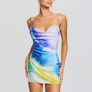 RETROFETE NEW YORK RYLYNN SILK DRESS SOLD OUT Rainbow Drape Mini Dress Medium M